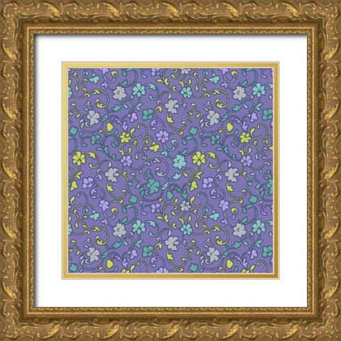 Vintage Calico III Gold Ornate Wood Framed Art Print with Double Matting by Hoffman, Katia