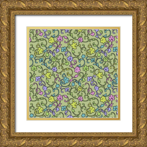 Vintage Calico IV Gold Ornate Wood Framed Art Print with Double Matting by Hoffman, Katia