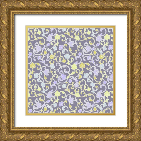 Vintage Calico VI Gold Ornate Wood Framed Art Print with Double Matting by Hoffman, Katia