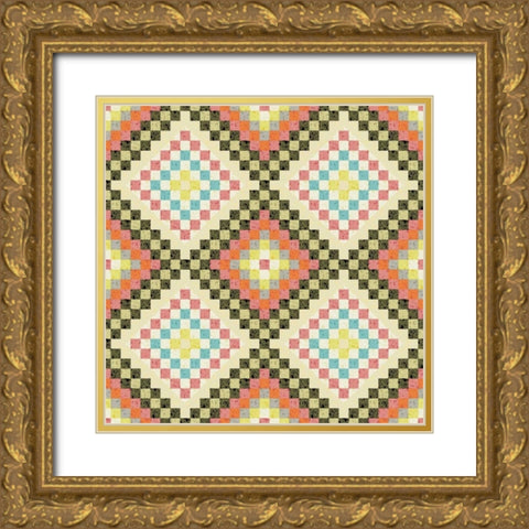 Vintage Geo IV Gold Ornate Wood Framed Art Print with Double Matting by Hoffman, Katia
