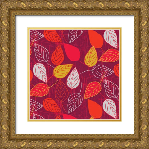 Red Fall VIII Gold Ornate Wood Framed Art Print with Double Matting by Benyon, Ali