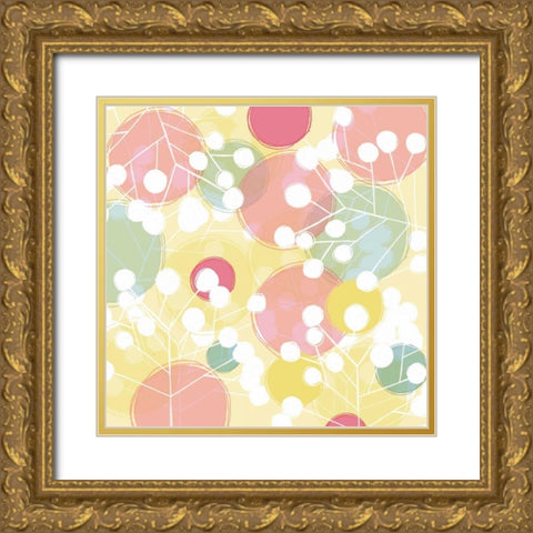 Popping Flowers I Gold Ornate Wood Framed Art Print with Double Matting by Benyon, Ali