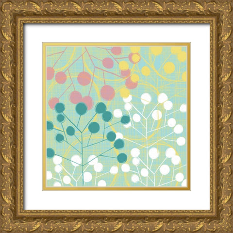 Popping Flowers II Gold Ornate Wood Framed Art Print with Double Matting by Benyon, Ali