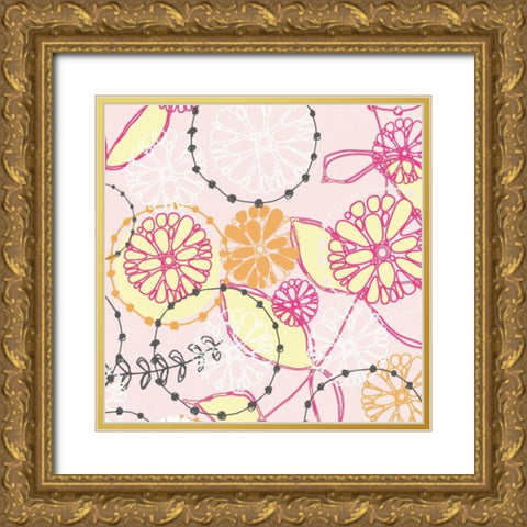 Daisy Chain V Gold Ornate Wood Framed Art Print with Double Matting by Benyon, Ali