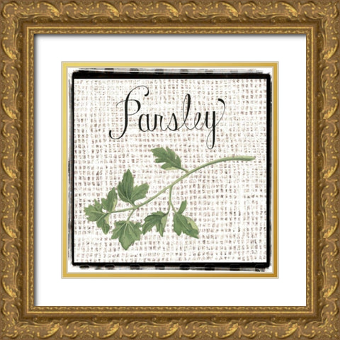 Burlap Herbs IV Gold Ornate Wood Framed Art Print with Double Matting by Popp, Grace