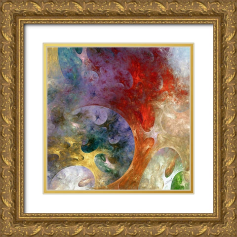 Lunar Tiles II Gold Ornate Wood Framed Art Print with Double Matting by Burghardt, James