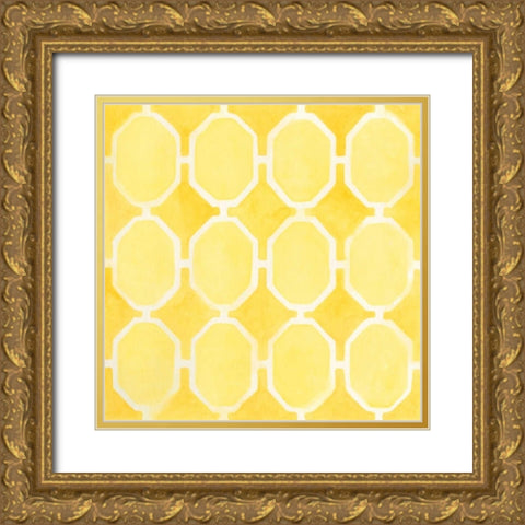 Watercolor Tile I Gold Ornate Wood Framed Art Print with Double Matting by Vess, June Erica