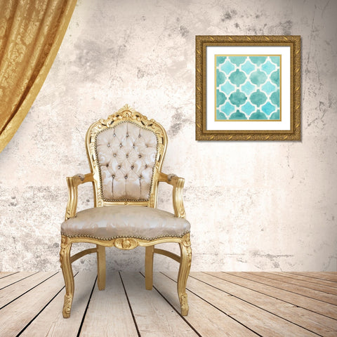 Watercolor Tile II Gold Ornate Wood Framed Art Print with Double Matting by Vess, June Erica