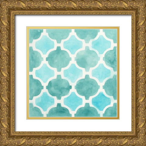 Watercolor Tile II Gold Ornate Wood Framed Art Print with Double Matting by Vess, June Erica