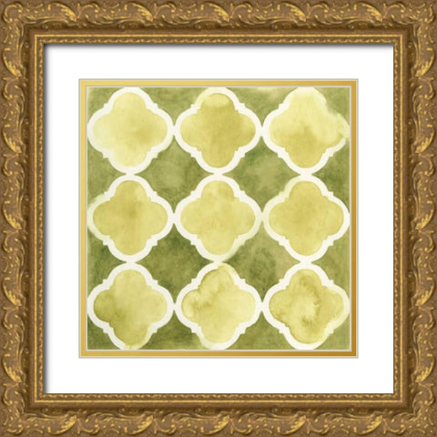 Watercolor Tile IV Gold Ornate Wood Framed Art Print with Double Matting by Vess, June Erica