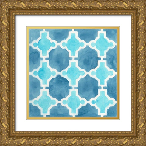 Watercolor Tile VII Gold Ornate Wood Framed Art Print with Double Matting by Vess, June Erica