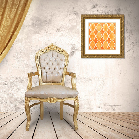 Watercolor Tiles IX Gold Ornate Wood Framed Art Print with Double Matting by Vess, June Erica