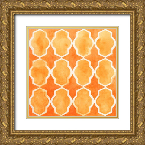 Watercolor Tiles IX Gold Ornate Wood Framed Art Print with Double Matting by Vess, June Erica