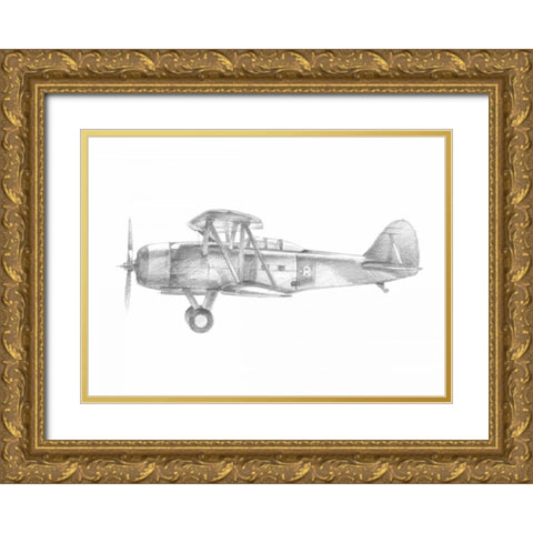 Technical Flight IV Gold Ornate Wood Framed Art Print with Double Matting by Harper, Ethan