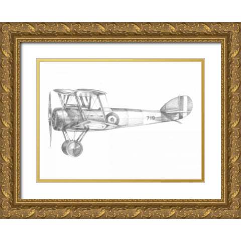 Technical Flight V Gold Ornate Wood Framed Art Print with Double Matting by Harper, Ethan
