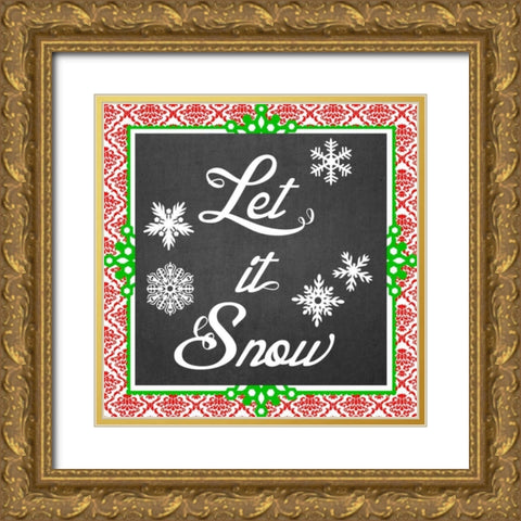 Let it Snow II Gold Ornate Wood Framed Art Print with Double Matting by Vess, June Erica