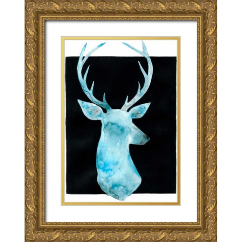 White Tail Bust I Gold Ornate Wood Framed Art Print with Double Matting by Popp, Grace