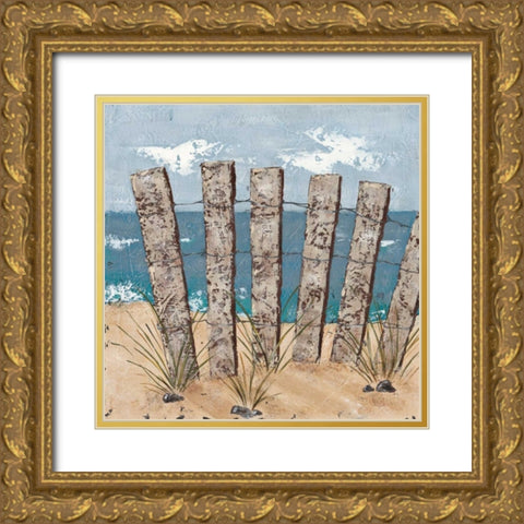 Beach Scene Triptych I Gold Ornate Wood Framed Art Print with Double Matting by Reynolds, Jade