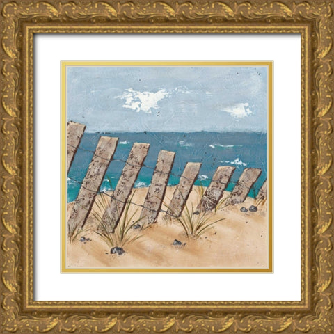 Beach Scene Triptych II Gold Ornate Wood Framed Art Print with Double Matting by Reynolds, Jade