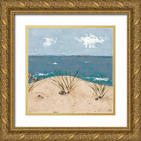 Beach Scene Triptych III Gold Ornate Wood Framed Art Print with Double Matting by Reynolds, Jade