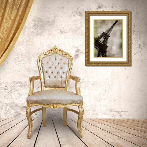 Vintage Eiffel II Gold Ornate Wood Framed Art Print with Double Matting by Malek, Honey