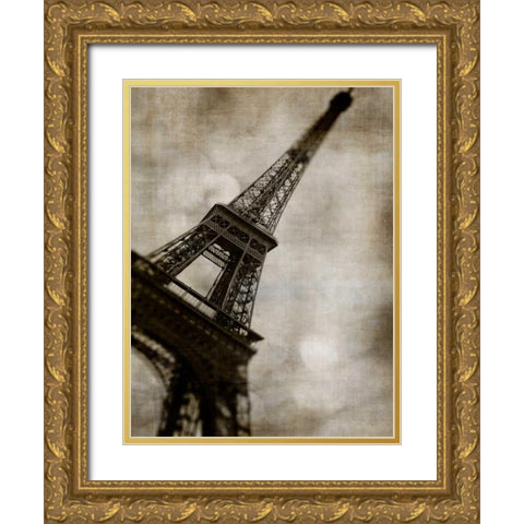 Vintage Eiffel II Gold Ornate Wood Framed Art Print with Double Matting by Malek, Honey