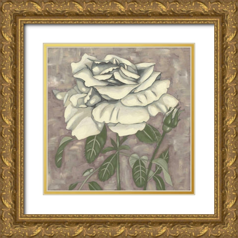 Silver Rose I Gold Ornate Wood Framed Art Print with Double Matting by Zarris, Chariklia