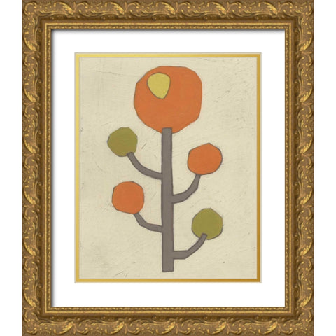 Simple Stems IX Gold Ornate Wood Framed Art Print with Double Matting by Vess, June Erica
