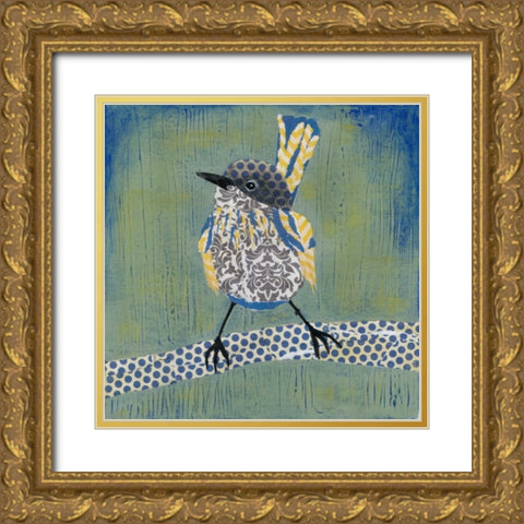 Patchwork Wren I Gold Ornate Wood Framed Art Print with Double Matting by Popp, Grace