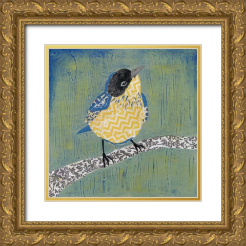 Patchwork Wren II Gold Ornate Wood Framed Art Print with Double Matting by Popp, Grace