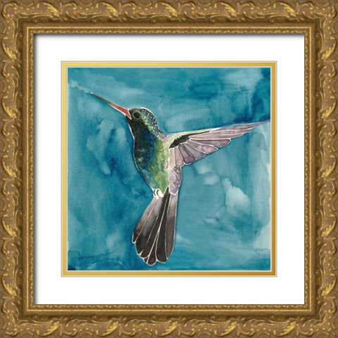 Watercolor Hummingbird II Gold Ornate Wood Framed Art Print with Double Matting by Popp, Grace