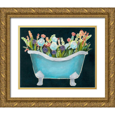 2-Up Bathtub Garden II Gold Ornate Wood Framed Art Print with Double Matting by Popp, Grace