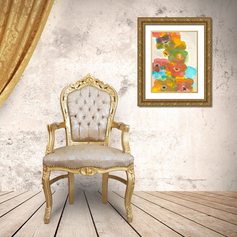 Floral Cascade I Gold Ornate Wood Framed Art Print with Double Matting by Fuchs, Jodi