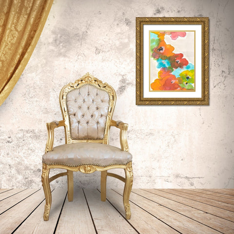 Floral Cascade II Gold Ornate Wood Framed Art Print with Double Matting by Fuchs, Jodi