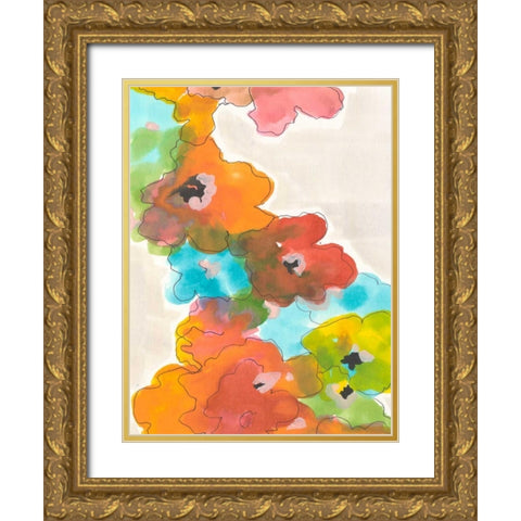 Floral Cascade II Gold Ornate Wood Framed Art Print with Double Matting by Fuchs, Jodi