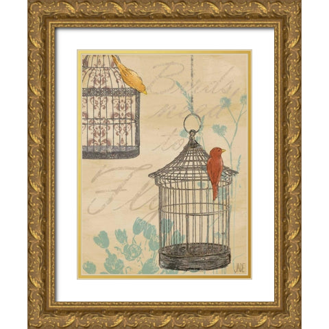 Uncaged I Gold Ornate Wood Framed Art Print with Double Matting by Reynolds, Jade