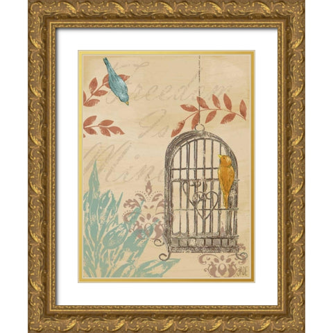 Uncaged II Gold Ornate Wood Framed Art Print with Double Matting by Reynolds, Jade
