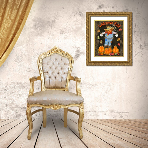 Fall Scarecrow I Gold Ornate Wood Framed Art Print with Double Matting by Ditzian, Sue