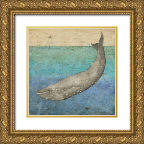 Diving Whale I Gold Ornate Wood Framed Art Print with Double Matting by Meagher, Megan