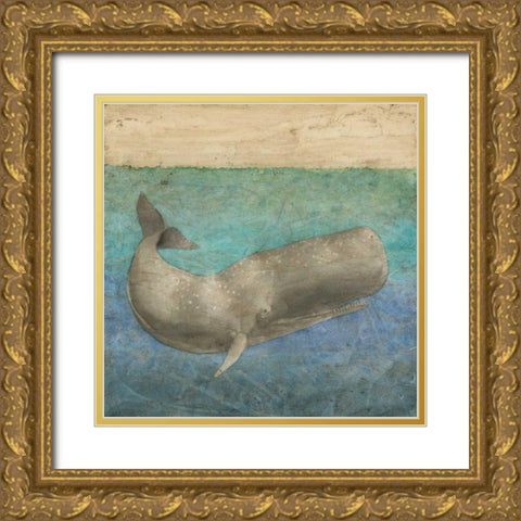 Diving Whale II Gold Ornate Wood Framed Art Print with Double Matting by Meagher, Megan
