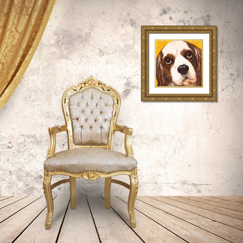 Dlynns Dogs - Charlie Gold Ornate Wood Framed Art Print with Double Matting by Roll, Dylnn