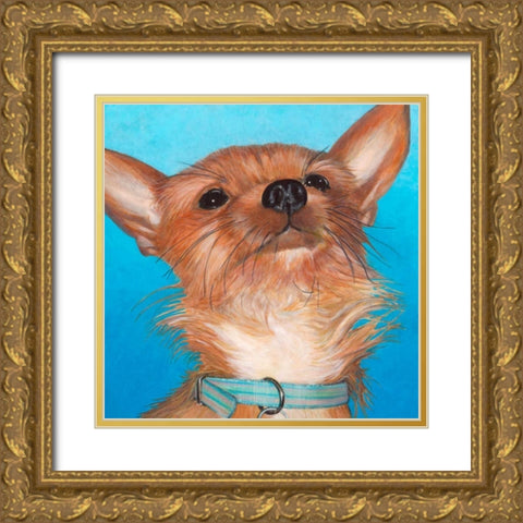 Dlynns Dogs - Gratitude Gold Ornate Wood Framed Art Print with Double Matting by Roll, Dylnn