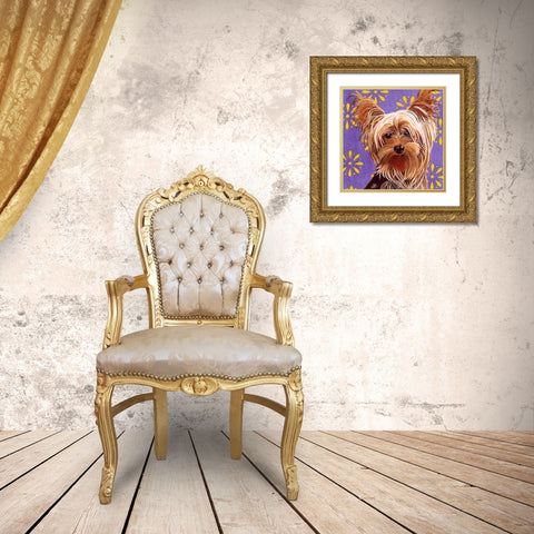 Dlynns Dogs - Ringo Gold Ornate Wood Framed Art Print with Double Matting by Roll, Dylnn
