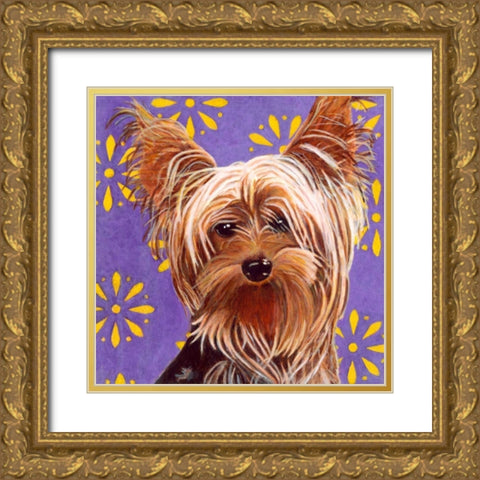Dlynns Dogs - Ringo Gold Ornate Wood Framed Art Print with Double Matting by Roll, Dylnn