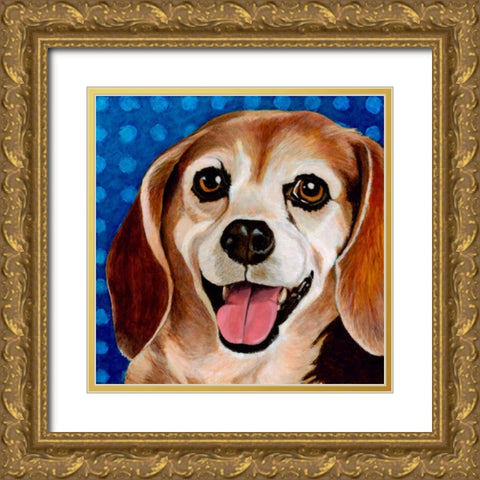 Dlynns Dogs - Zach Gold Ornate Wood Framed Art Print with Double Matting by Roll, Dylnn