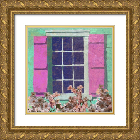 Window Floral II Gold Ornate Wood Framed Art Print with Double Matting by Novak, Rick