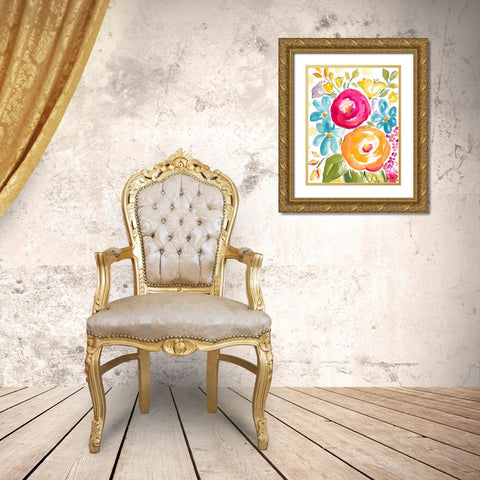 Flower Delight I Gold Ornate Wood Framed Art Print with Double Matting by Minasian, Julia