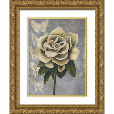 Blissful Gardenia II Gold Ornate Wood Framed Art Print with Double Matting by Popp, Grace