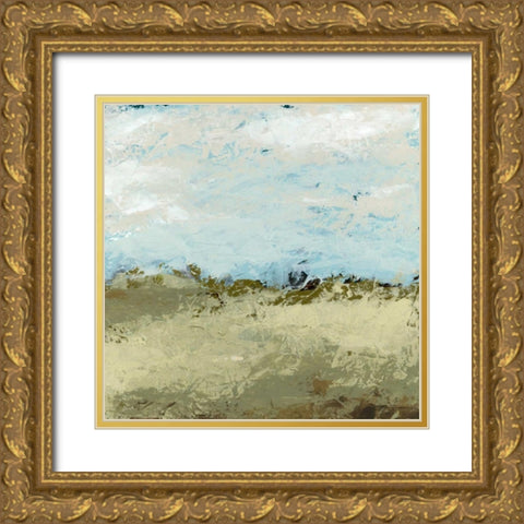 Green Fields I Gold Ornate Wood Framed Art Print with Double Matting by Vess, June Erica