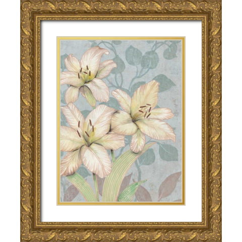 Trois Fleurs I Gold Ornate Wood Framed Art Print with Double Matting by OToole, Tim